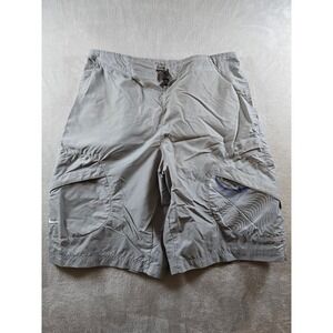 Vintage Nike Nylon Cargo Shorts Mens M Grey Drawstring Pockets Unlined Y2K *Read